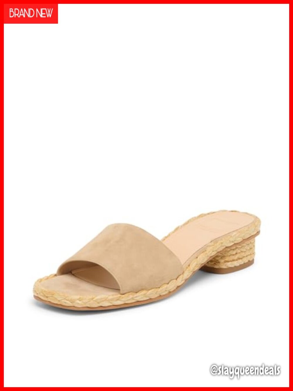 Suede Block Heel Slide Sandal Open Toe Slip On Casual